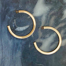 Load image into Gallery viewer, Satin Finish Gold Plated Hoop