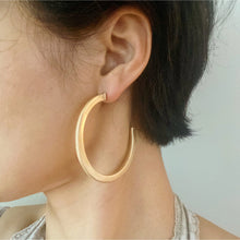 Load image into Gallery viewer, Satin Finish Gold Plated Hoop